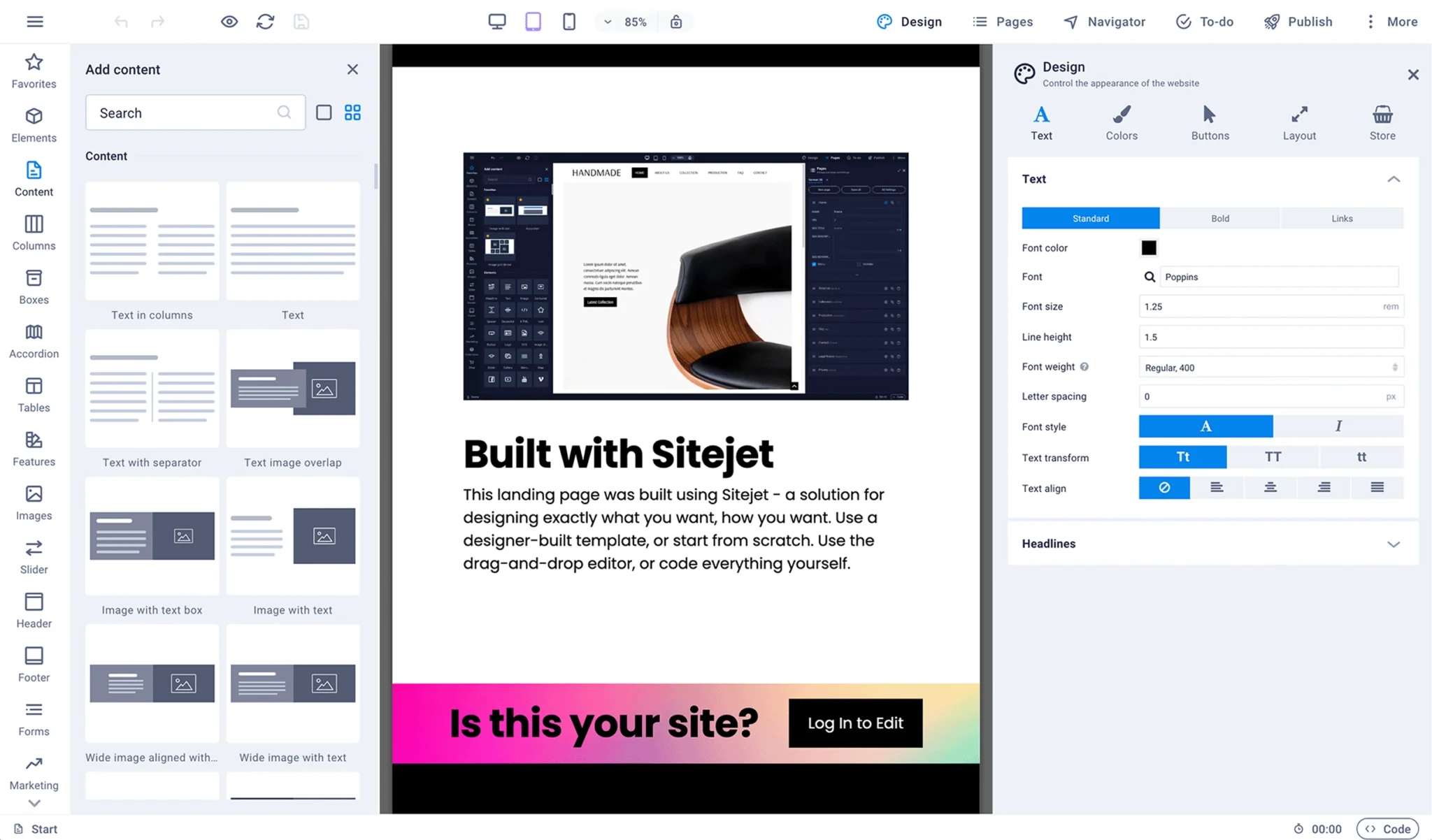 Sitejet Builder — Choose Template